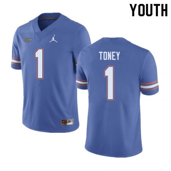 Youth Florida Gators #1 Kadarius Toney NCAA Jordan Brand Blue Authentic Stitched College Football Jersey LBJ8262PA